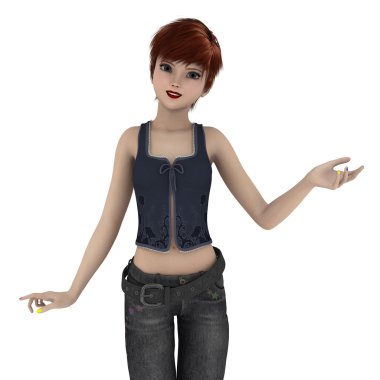 genç bir kadının 3d cg işleme