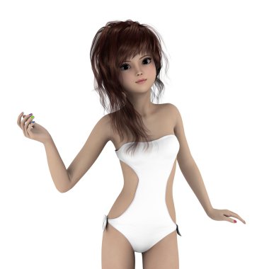 genç bir kadının 3d cg işleme