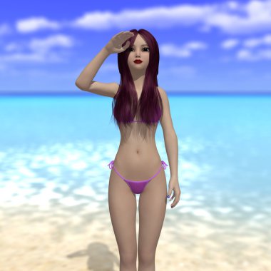 genç bir kadının 3d cg işleme