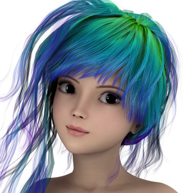 genç bir kadının 3d cg işleme