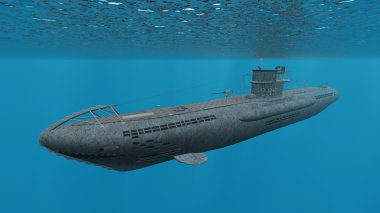 bir denizaltı 3d cg render