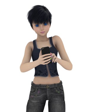 genç bir kadının 3d cg işleme