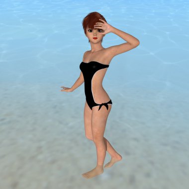 genç bir kadının 3d cg işleme