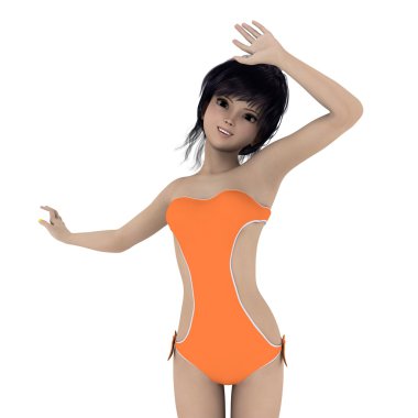 genç bir kadının 3d cg işleme