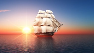bir yelkenli tekne 3d cg render