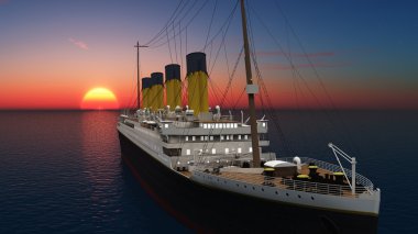 bir yolcu gemisinin 3d cg işleme