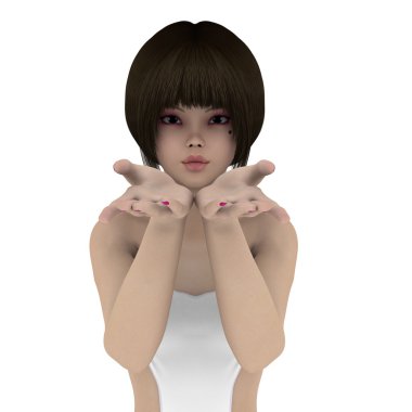 genç bir kadının 3d cg işleme