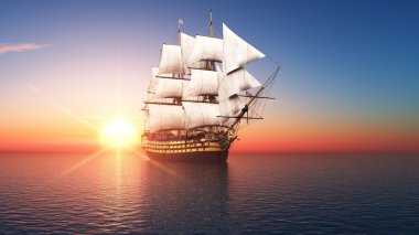 bir yelkenli tekne 3d cg render
