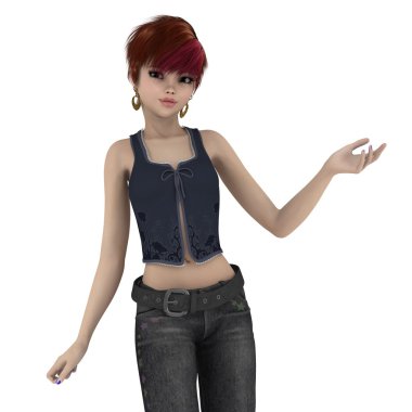 genç bir kadının 3d cg işleme