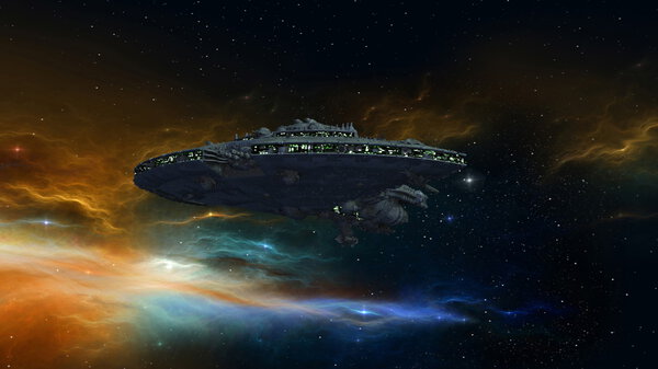 3D CG rendering of a space ship