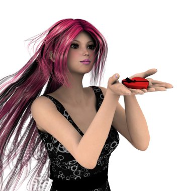 genç bir kadının 3d cg işleme