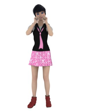 genç bir kadının 3d cg işleme