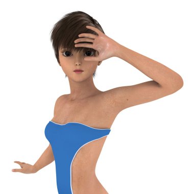 genç bir kadının 3d cg işleme