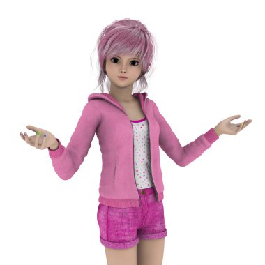 genç bir kadının 3d cg işleme