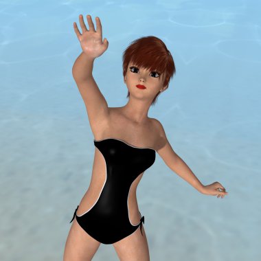 genç bir kadının 3d cg işleme