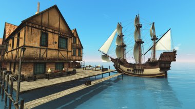 bir yelkenli tekne 3d cg render