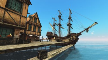 bir yelkenli tekne 3d cg render