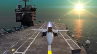 Taşıyıcı ve fighter 3d cg render