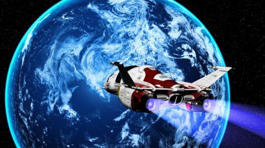 bir uzay gemisi 3d cg render