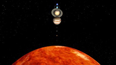 3D CG rendering of planets clipart