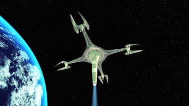 bir uzay gemisi 3d cg render