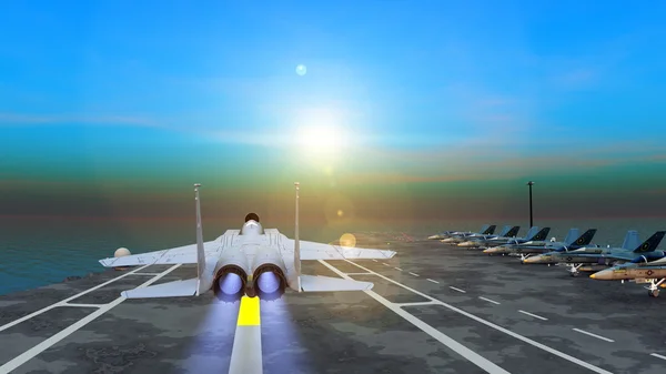 Rendering 3D CG di carrier e fighter — Foto Stock