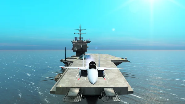 3D CG rendering of carrier and fighter — Stock Photo, Image