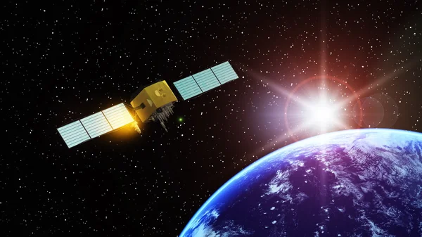 3D CG rendering of man-made satellite — Stock Photo, Image