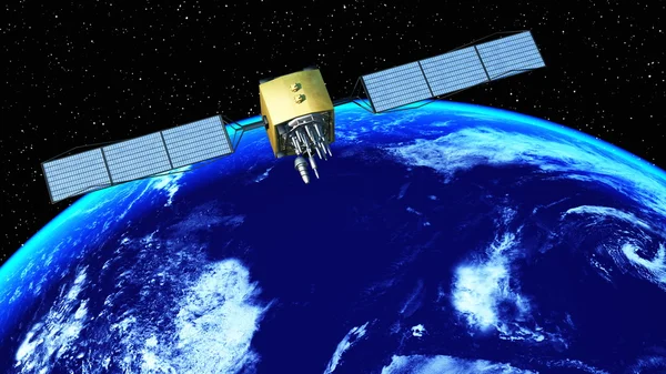 3D CG rendering of man-made satellite — Stock Photo, Image