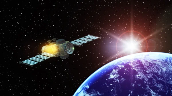 Rendering 3D CG del satellite artificiale — Foto Stock