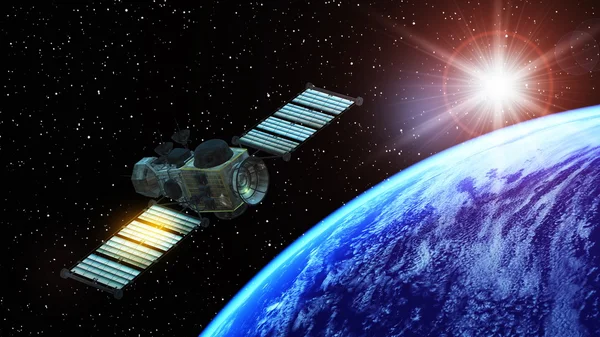 3D cg-rendering av konstgjorda satellit — Stockfoto