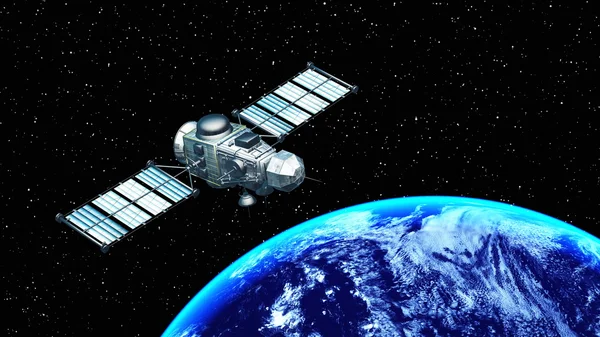 3D-cg-Darstellung von künstlich erzeugten Satelliten — Stockfoto