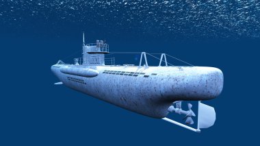 bir denizaltı 3d cg render