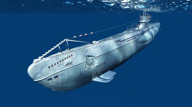 bir denizaltı 3d cg render