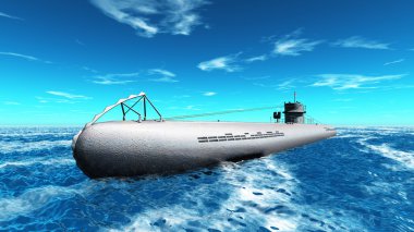 bir denizaltı 3d cg render