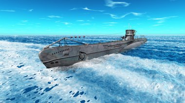 bir denizaltı 3d cg render