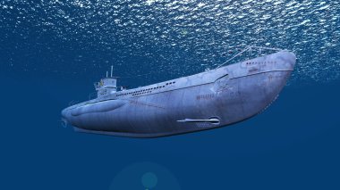 bir denizaltı 3d cg render