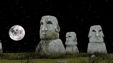 Moai 3d cg render 