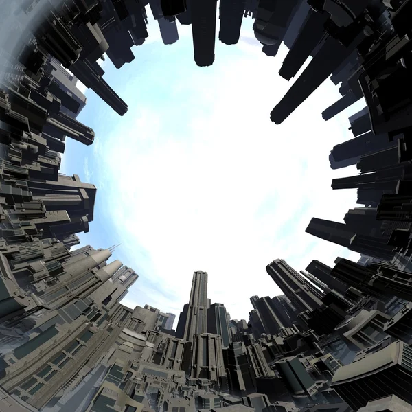 3D-cg-Darstellung von Stadtbild — Stockfoto