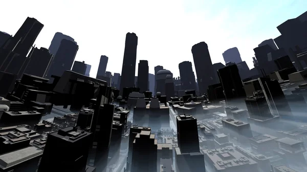 3D CG рендеринг городского пейзажа — стоковое фото