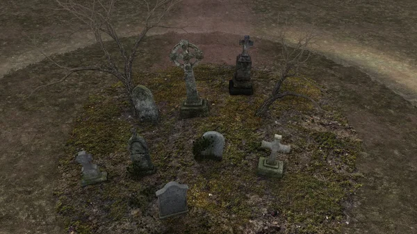 3D CG rendering of graveyard — Stock Photo, Image