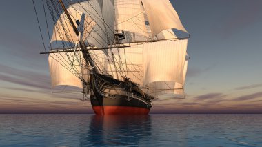 bir yelkenli tekne 3d cg render