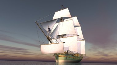 bir yelkenli tekne 3d cg render