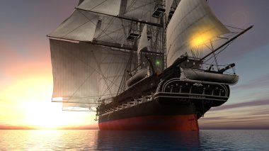 bir yelkenli tekne 3d cg render
