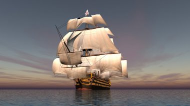 bir yelkenli tekne 3d cg render