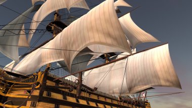 bir yelkenli tekne 3d cg render