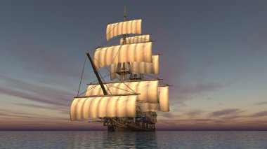 bir yelkenli tekne 3d cg render