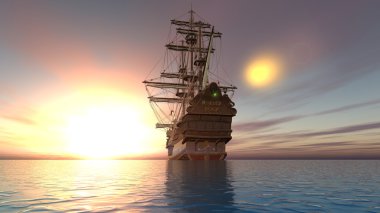 bir yelkenli tekne 3d cg render