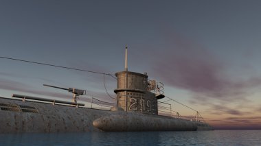 bir denizaltı 3d cg render
