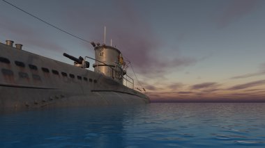 bir denizaltı 3d cg render